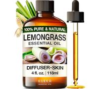 Kukka Lemongrass Essential Oil for Skin, Diffuser & Hair - 118ml - 100% Pure Natural, Cleansing & Nourishing, Scent for Aromatherapy & Soap Making Scent DIY