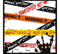 KUKKUME 4 Pcs Halloween Caution Tape Danger Keep Out - Warning - Enter If You Dare - Haunted Keep Out for Halloween Haunted House Party Decorations Indoor Outdoor Spooky DIY