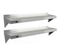 KuKoo 2 x Commercial Stainless Steel Shelves Kitchen Wall Shelf Catering Corrosion Resistant & Free Microfiber Cloths 1400mm x 300mm