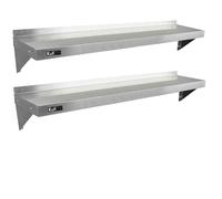 Monster Shop 2 X KuKoo Stainless Steel Shelves 1500mm X 300mm, Silver