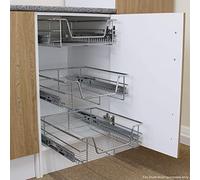 KuKoo 4 x Kitchen Pull Out Soft Close Heavy Duty Baskets, 400mm Wide Cabinet, Slide Out Wire Storage Drawers, Pull-Out Organiser Metal