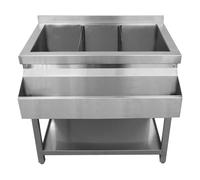 Cocktail Bar Station Free Standing Stainless Steel Bar Sink Insulated Ice Well