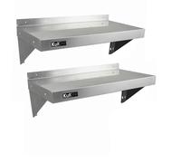MonsterShop 2Xkukoo Commercial Stainless Steel Shelves Kitchen Wall Shelf Catering Corrosion Resistant & Free Microfiber Cloths 900mmx300mm