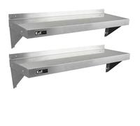 KuKoo 2 x Commercial Stainless Steel Shelves Kitchen Wall Shelf Catering Corrosion Resistant & Free Microfiber Cloths 1250mm x 300mm