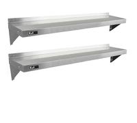 Monster Shop 2 X KuKoo Stainless Steel Shelves 1500mm X 300mm, Silver