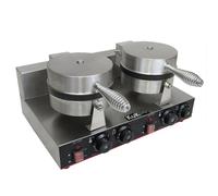 MonsterShop Kukoo Double Waffle Maker Commercial Catering Kitchen Stainless Steel Electric Nonstick Plates