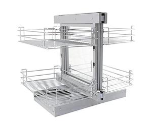 KuKoo LH Magic Corner Kitchen Pull Out Baskets, Slide Out 80-90cm Unit, 4 Metal Storage Drawers