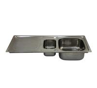 KuKoo Stainless Steel Kitchen Sink Basin, Reversible 1.5 Bowl, 105cm x 18cm x 50cm Silver
