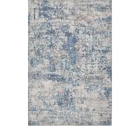 Kukoon Blue Grey Distressed Abstract Non Slip Washable Low Pile Rug in Mid Blue | Size: 80 cm x 150 cm Kukoon Mid Blue 80 cm x 150 cm