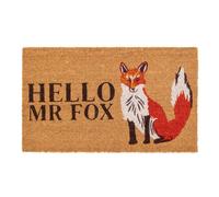 Kukoon Front Door Mat Natural Coir Dirt Catching Rug - Mr Fox in Beige | Size: 45 cm x 70 cm Kukoon Beige 45 cm x 70 cm