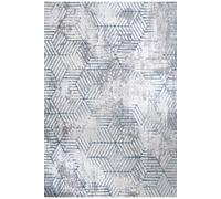 Kukoon Runner Rug Blue Grey Distressed Abstract Geometric Long Hallway Rugs in Baby Blue | Size: 80 cm x 150 cm Kukoon Baby Blue 80 cm x 150 cm