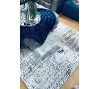 Kukoon Silver Blue Grey Modern Abstract Distressed Area Rug Living Room Décor in Baby Blue | Size: 80 cm x 150 cm Kukoon Baby Blue 80 cm x 150 cm