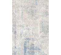 Kukoon Silver Grey Blue Distressed Abstract Geometric Motif Rug in Light Grey | Size: 60 cm x 110 cm Kukoon Light Grey 60 cm x 110 cm