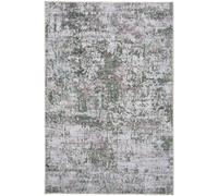Kukoon Silver Grey Green Distressed Abstract Non Slip Washable Low Pile Rug | Size: 80 cm x 300 cm Kukoon Green 80 cm x 300 cm