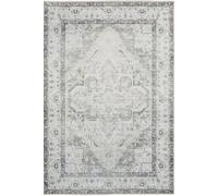 Kukoon Silver Grey Green Distressed Bordered Medallion Non Slip Washable Low Pile Rug | Size: 200 cm x 290 cm Kukoon Silver 200 cm x 290 cm