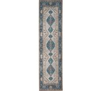 Kukoon Teal Bordered Distressed Hallway Runner Rug Non Slip & Washable in Turquoise | Size: 60 cm x 240 cm Kukoon Turquoise 60 cm x 240 cm