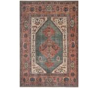Kukoon Terracotta Distressed Bordered Medallion Non Slip WashableLow Pile Rug | Size: 60 cm x 110 cm Kukoon Terracotta 60 cm x 110 cm