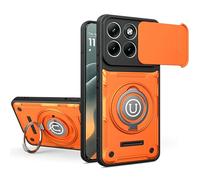 Kukoufey Compatible with Motorola Edge 60s Pro Case, 2-in-1 Slide Camera Cover, Kickstand Design Compatible with Motorola Edge 60 Pro XT2507-1 Shockproof Phone Protective Case Orange
