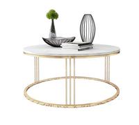 KUKU-coffee table Round White Marble Coffee Table, Gold Wrought Iron Professional Metal Paint Tray, Coffee Table for Living Room Office, Available in 2 Sizes