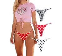 KUKU PANDA Cotton Thongs for Women Sexy Seamless Woman G String Panties 3 Pack Set