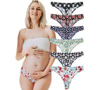 KUKU PANDA No Show Thongs for Women Ladies Comfortable Maternity Panties Seamless Underwear Set Athletic Workout Variety Pack (Multicolored, Large)