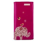 kukubird Elephant Womens Wallet PU Leather Bifold Card Holder with Zipper Coin Pocket Purse-Fuchsia