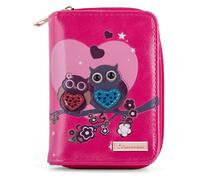 Kukubird Ow Heartl Couple in Love Pattern Medium Faux Leather Purse Clutch Wallet-Fuchsia