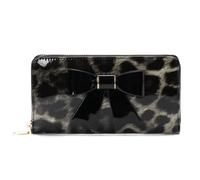 kukubird Premium Faux Crocodile Skin Patterned Print Doulbe Zipper Closure Womens Animal Print Coin Large Purse-Leopard