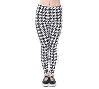 kukubird Printed Patterns Women's Yoga Leggings Gym Fitness Running Pilates Tights Skinny Pants Size 8-12 Stretchable -Cheerful Check Owl