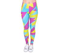 kukubird Printed Patterns Women's Yoga Leggings Gym Fitness Running Pilates Tights Stretchable Skinny Pants -Neon Sport