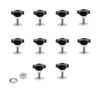 KUKUJIWA 10 pcs T track bolts - roof rack bolts M8 x 35 mm with thumb screws m8 with nut washer 20x20mm square sliding blocks for roof rack rail carrier