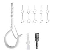 KUKUJIWA 10PCS Q-Hanger Screw in Hooks,Hanging Outdoor String Lights,Ceiling Hook Screw Christmas Rope Light Clips, Wall Cabinet Eye Hooks with Safety Buckle for Party Wire Plants (White)