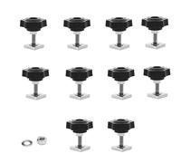 KUKUJIWA 10pcs T Track Bolts M6x35mm,Stainless Steel Roof Rack Bolts with Thumb Screws m6 with nut Washer for Bike Ski, 20x20mm Square Sliding Blocks for roof Rack Rail Carrier
