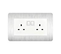 KUKUJIWA 1Pcs Double Light Switch Cover Plates Silver,Light Switch Surrounds,Surround Single Light Switch Cover,Switch Sticker Cover,WallFor Home Wall Switch Decoration (14.6cm*8.6cm)