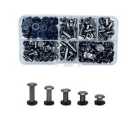 KUKUJIWA 80 Set Chicago Binding Screws, M5* 5/8/10/12/15mm Chicago Screws Posts,Nail Rivet Chicago Button,Metal Rivet for DIY Book Scrapbook Leather Bags (Gloss Black)