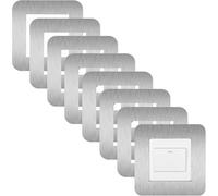KUKUJIWA 8PCS Light Switch Surrounds, Wall Plates for Light Switches,Light Switch Cover Plate,Finger Plates for Light switches,Light Switch Frame Surround for Home Decoration (Silver)