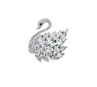 KUKUJIWA Animal Brooch Collection, Crystal Gold Plated Brooch Pins, Elegant White Swan Brooch for Women, Luxury Jewelry for Jacket Blazer Scarf Hat, Wedding Party Gift