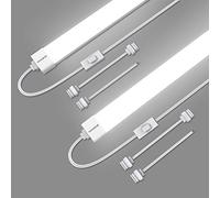 KUKUMAO 5000K LED Ceiling Light Fixture, 2FT with Plug Connection, Waterproof LED Tube Light Under Cabinet Lighting 2 Pieces Under Cabinet Lighting Cabinet Light 18W for Garage Kitchen Bathroom