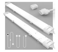 KUKUMAO LED Batten Light 6000K Daylight, Linkable LED Fluorescent Strip 4000LM Fitting for Garage, Workshop, Office, Wall, Kitchen, Shed, IP65 Plug in Ceiling Light Strip, 4FT, 120cm, 36W.