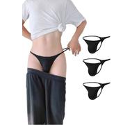 KUKUMOOD Men's Nylon Thongs - Seamless T-Back, Sexy Low Rise Briefs, G-String Bulge Pouch Underwear Black/Black/Black 3 Pcs(M)