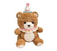 KUKUShining Bear Plush, Cute Soft Stuffed Animal Bears Cuddly Toy with Birthday Hat Doll Soft Plushies for Decor Party(A4)