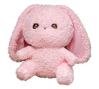 KUKUShining Bunny Plush, Soft Cuddly Stuffed Animals Rabbit Plushie Toy with Floppy Ears Dolls Fluffy Friends for Cuddling Playing(Pink)