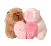 KUKUShining Capybara Keychain Plush, Cute Stuffed Animal Capybaras with Holding Heart Soft Plushies Toys Doll Gifts for Valentines(Type-3)