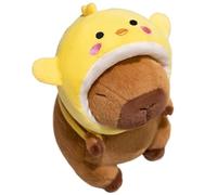 KUKUShining Capybara Plush, Cuddly Stuffed Animal Doll with Headgear Backpack Capybaras Hugging Pillow Plushies Toy for Kids(Yellow,25cm/9.8in)