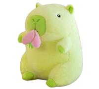 KUKUShining Capybara Plush, Cute Soft Stuffed Animal Doll with Pullable Fruit Mouth Fluffy Pink Capybaras Plushies Toy Gift for Childrens(Greenstrawberry,30cm/11.8in)