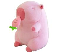 KUKUShining Capybara Plush, Cute Soft Stuffed Animal Doll with Pullable Fruit Mouth Fluffy Pink Capybaras Plushies Toy Gift for Childrens(Carrot,50cm/19.7in)