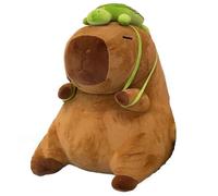 KUKUShining Capybara Plush, Cute Stuffed Animal Doll with Backpack Bread Soft Capybaras Plushie Toy for Childrens Girlfriends(Green,45cm/17.7in)