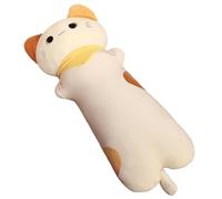KUKUShining Cat Pillow Plush, Soft Long Kitten Stuffed Animals Body Pillows Cuddly Hugging Cushion Plushie Toy Gift for Kids Girls(White,70cm/27.6in)