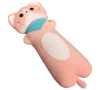 KUKUShining Cat Pillow Plush, Soft Long Kitten Stuffed Animals Body Pillows Cuddly Hugging Cushion Plushie Toy Gift for Kids Girls(Pink,100cm/39.4in)