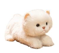 KUKUShining Cat Plush, Cute Soft Realistic Stuffed Animal Dolls Prone Toy Kawaii Plushie Pillow for Birthday Gift(White)